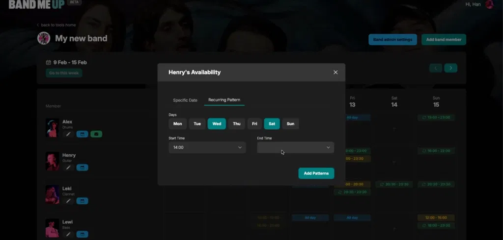 Band scheduler & availability tool image