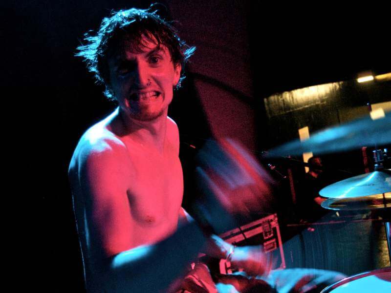 Mid-set, guitar in hand
