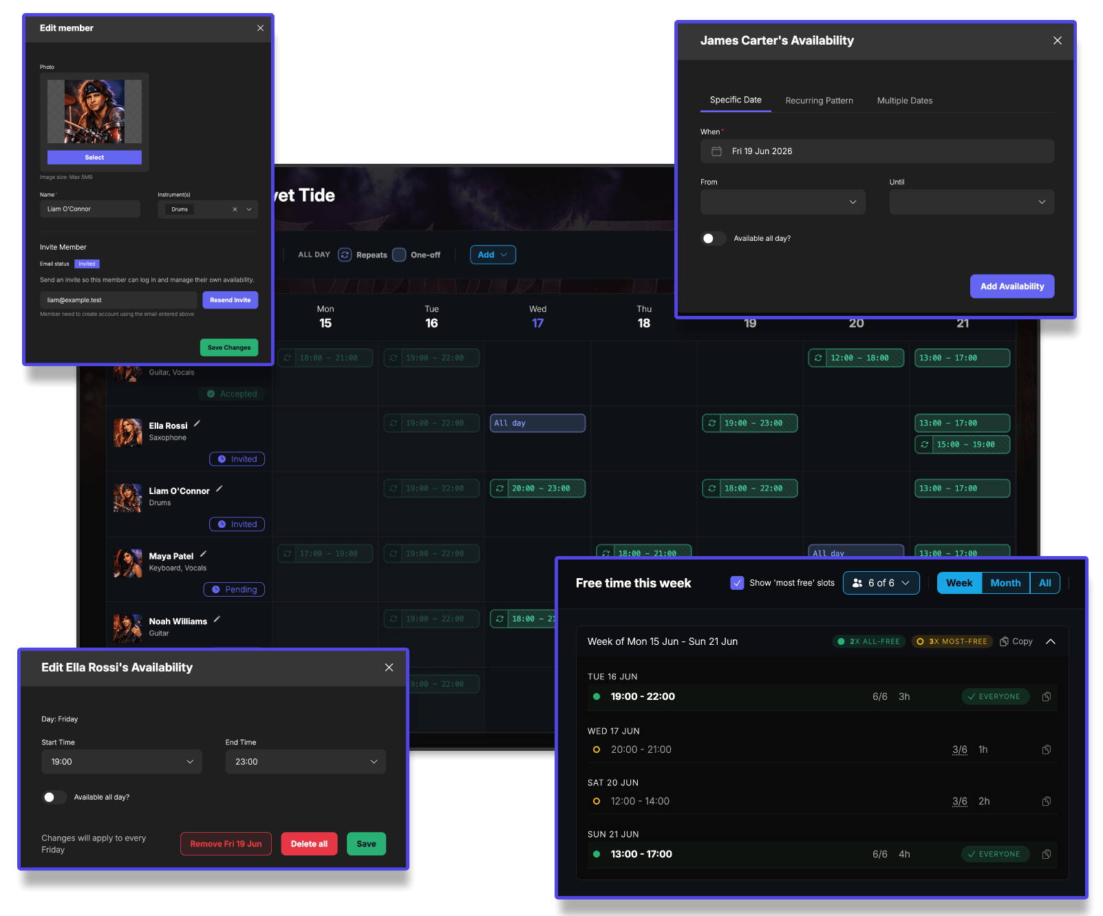 Free band scheduler & availability tool - Band Me Up